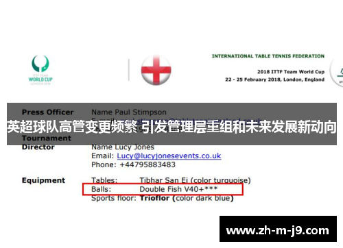 英超球队高管变更频繁 引发管理层重组和未来发展新动向