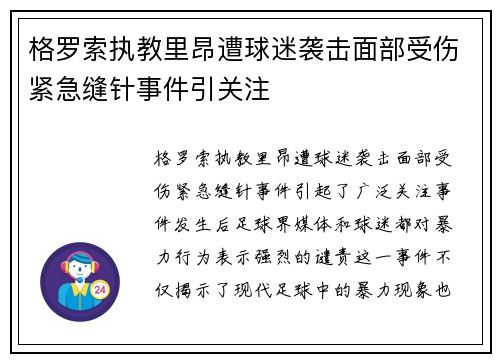 格罗索执教里昂遭球迷袭击面部受伤紧急缝针事件引关注